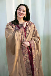 FLORENT - 3PC DHANAK EMBROIDERED SHIRT WITH DHANAK EMBROIDERED SHAWL AND TROUSER - HZG2368